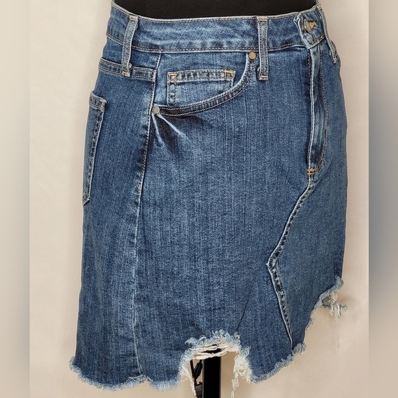 Just Black A-Line Denim Mini Skirt with Hem Destruction - Size S - Picture 5 of 10